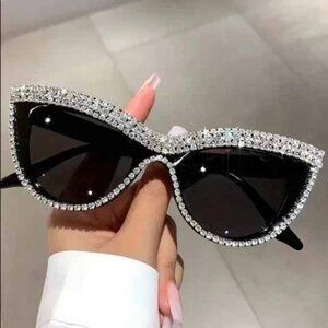 Bling Black Rhinestone Cat Eye Sunglasses